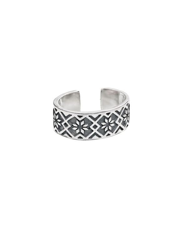 Sterling Silver Ear Cuff – Slavic Ornament Design