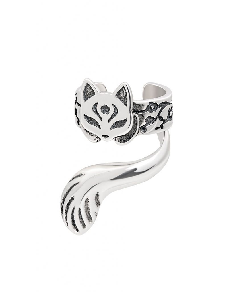 Japanese cat ear cuff silver TannyBunny Jewelry