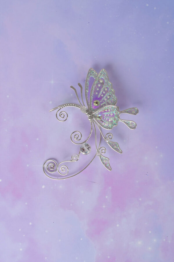 Butterfly ear cuff white