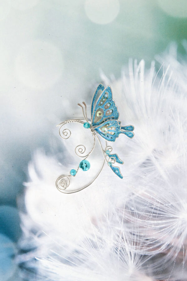 Butterfly ear cuff blue