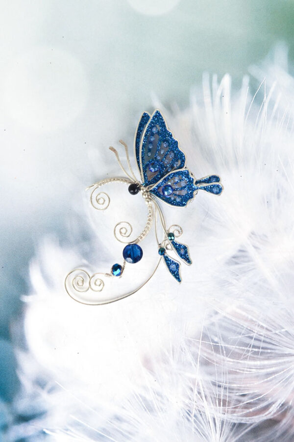 Butterfly ear cuff dark blue