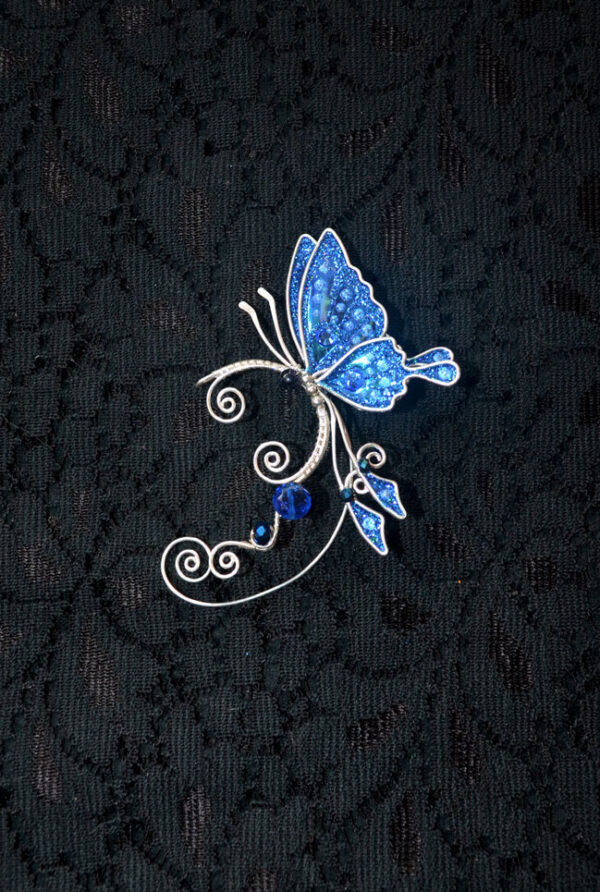 Butterfly ear cuff dark blue