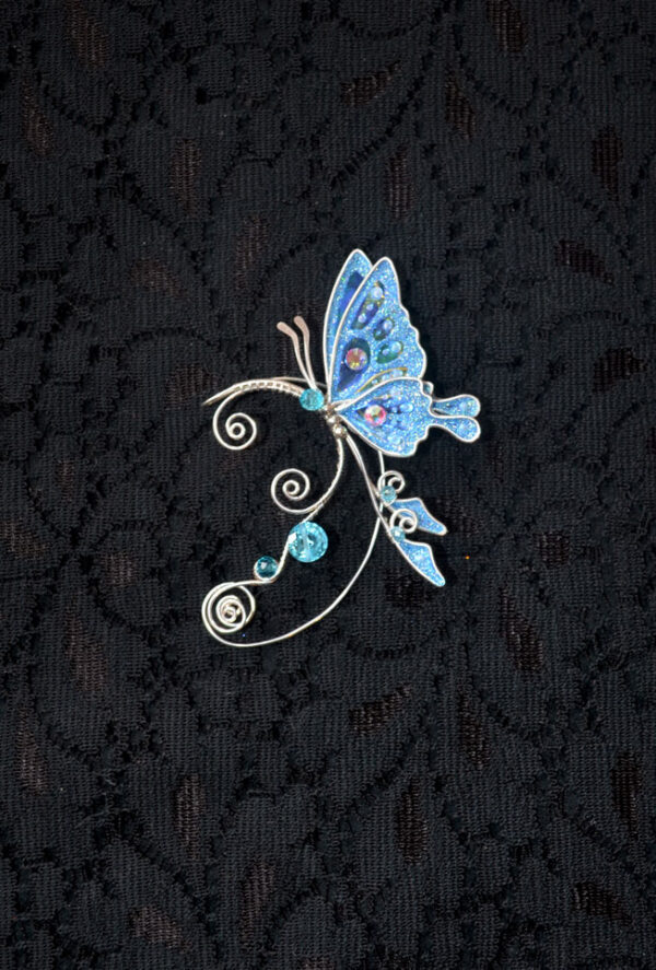 Butterfly ear cuff blue