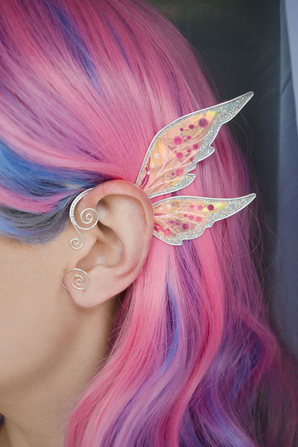 Fairy wing ear cuff golden pink
