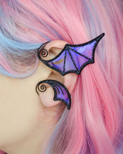 Bat wing ear cuff purple