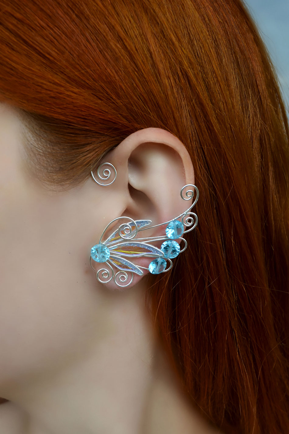 Fairy ear cuff earring blue
