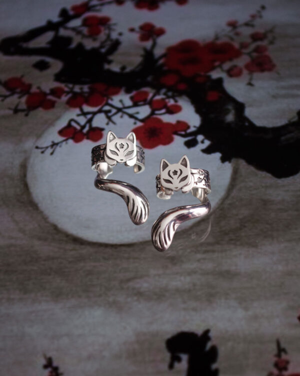 Japanese cat ear cuff silver TannyBunny Jewelry