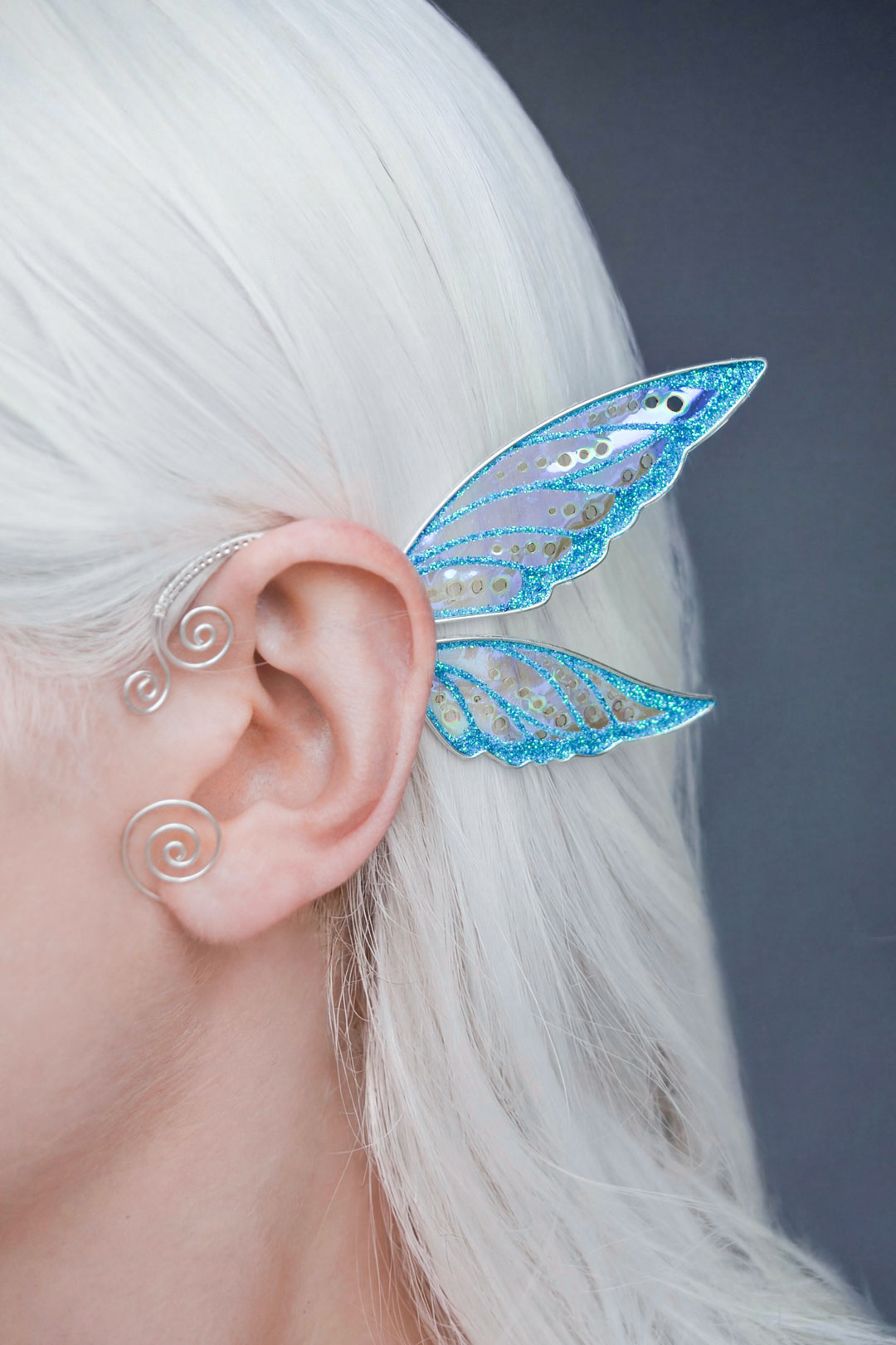 Fairy wing ear cuff blue
