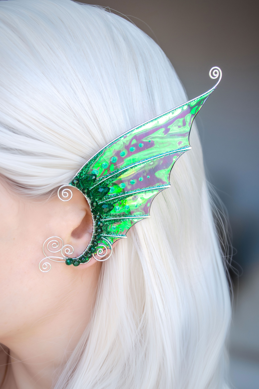 Mermaid Ear Cuffs – Emerald Queen Fantasy Ears for Cosplay