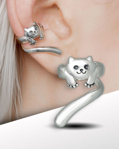 Cute cat ear cuff made of 925 sterling silver