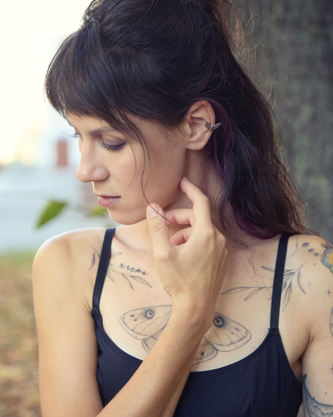 Death’s Head Hawk Moth Ear Cuff – Sterling Silver Gothic Cartilage Earring, No Piercing