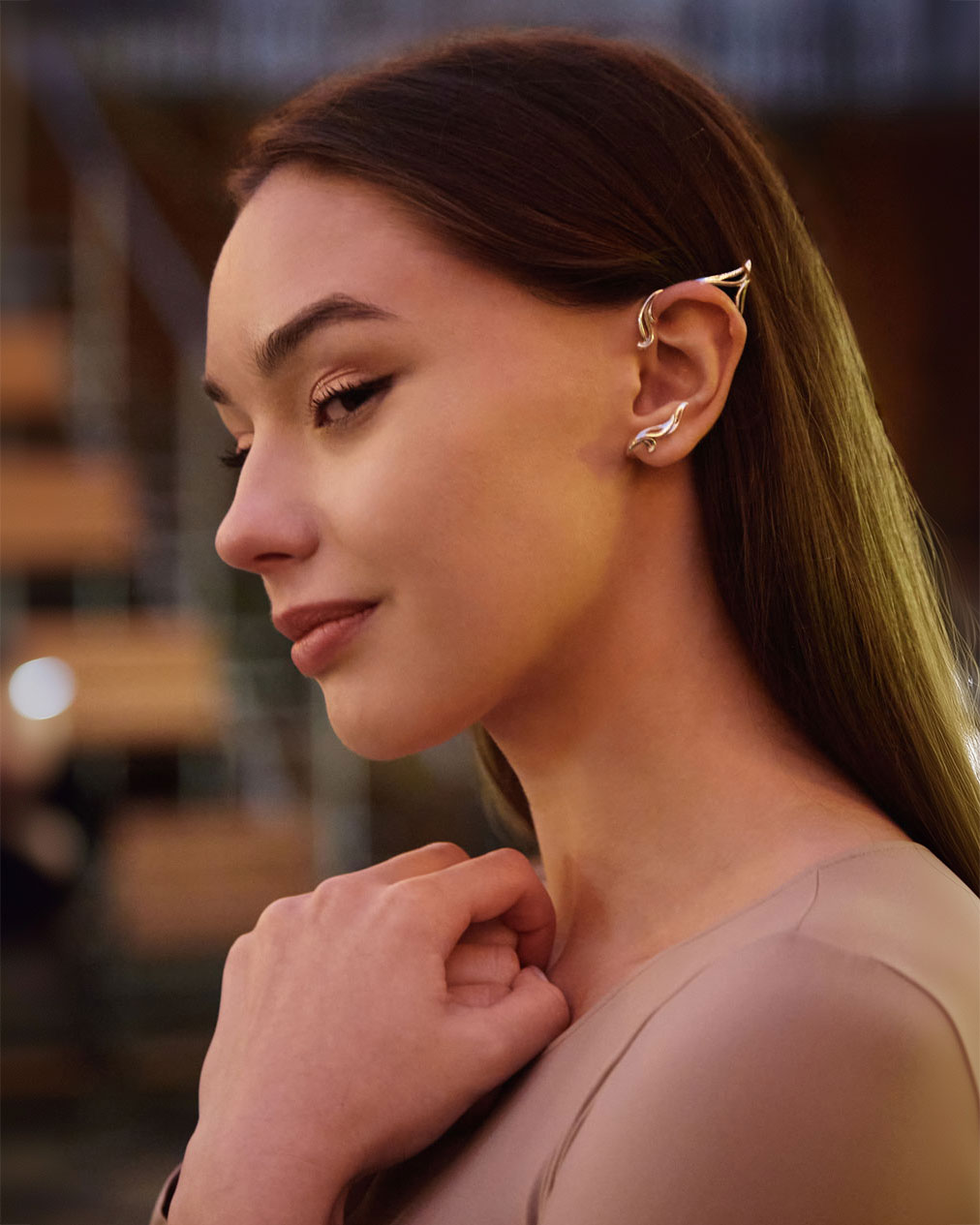 Evening portrait with silver elf ear cuff