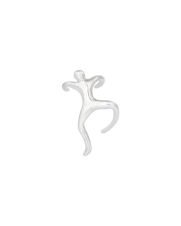 Sterling silver climbing man ear cuff, sculptural design, no piercing needed
