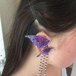 Butterfly wing ear cuff with pendants black