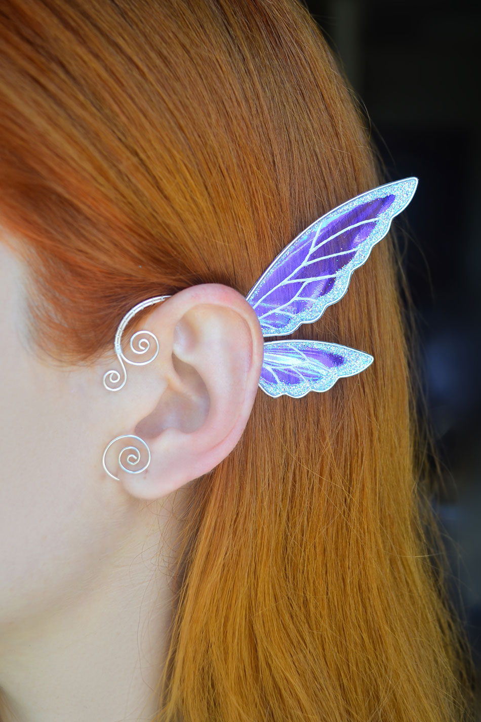 Fairy wing ear cuff white