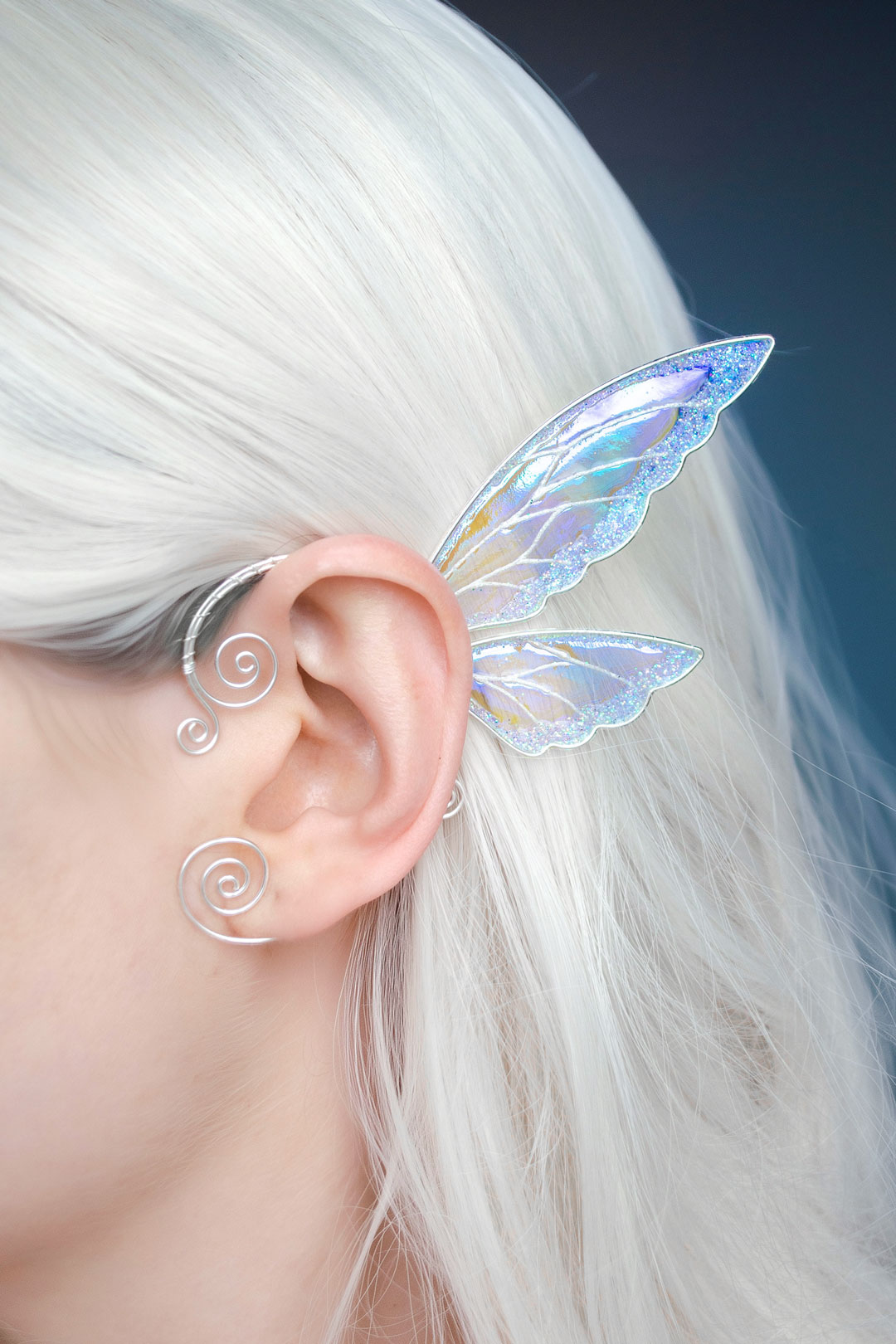 Fairy wing ear cuff white