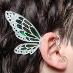 Fairy wing ear cuff golden white
