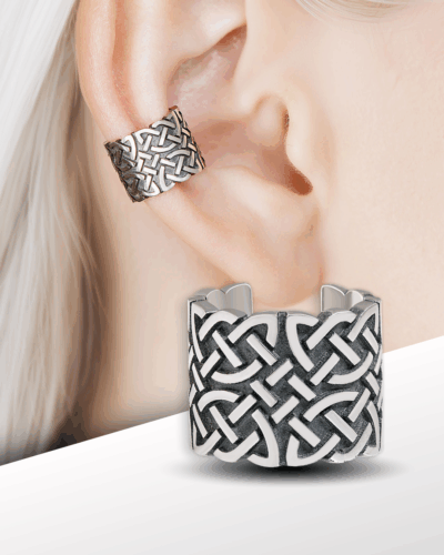 wide celtic ear cuff product image on light background