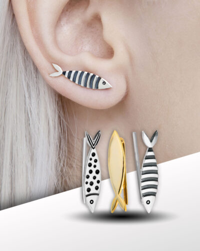 mix and match sterling silver fish ear climbers set